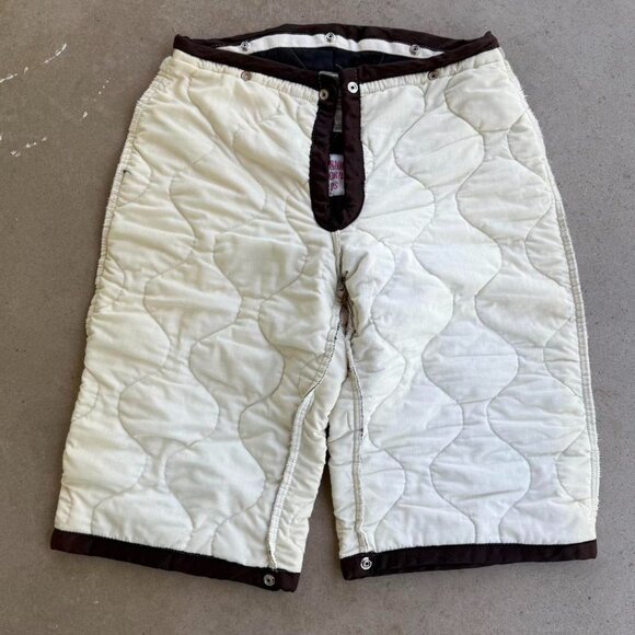 1980s VINTAGE MILITARY WHITE & BROWN LINER SHORTS - Picture 1 of 5